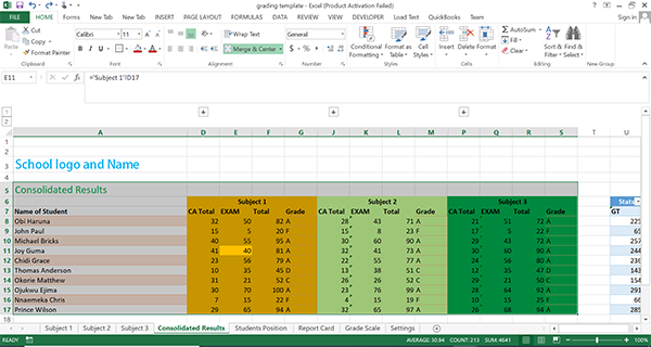 Result Processing, Grading, Report Card and Class Position Excel ...