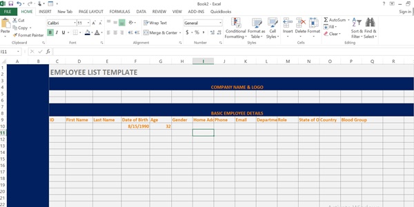 Employee List Excel Format
